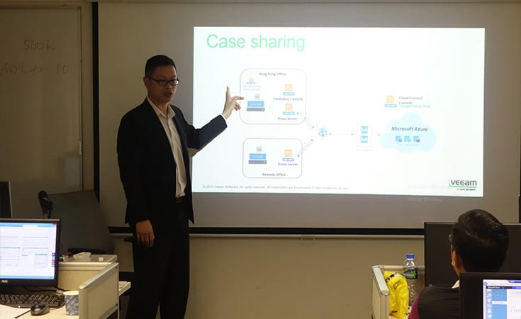 Veeam’s expert Ivan Siu showing recent successful cases in Hong Kong